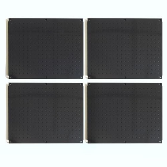 HantekSteel Metal Pegboard 16-Inch Tinggi x 20-Inch Lebar Heavy Duty Wall Organizer untuk Penyimpanan Alat Garasi Rumah 4 pcs Hitam